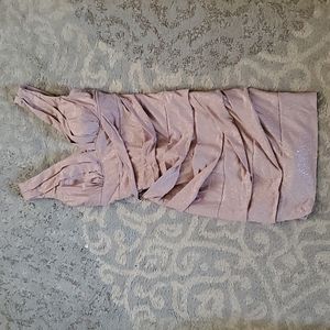 Ruched tan & gold dress